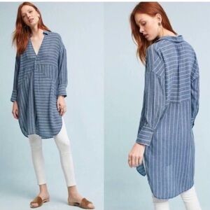 Striped Blue Tunic Top - Blue